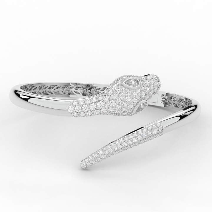 3.75CT.TW ROUND AND PEAR LAB DIAMOND SNAKE BANGLE - Nazarelle
