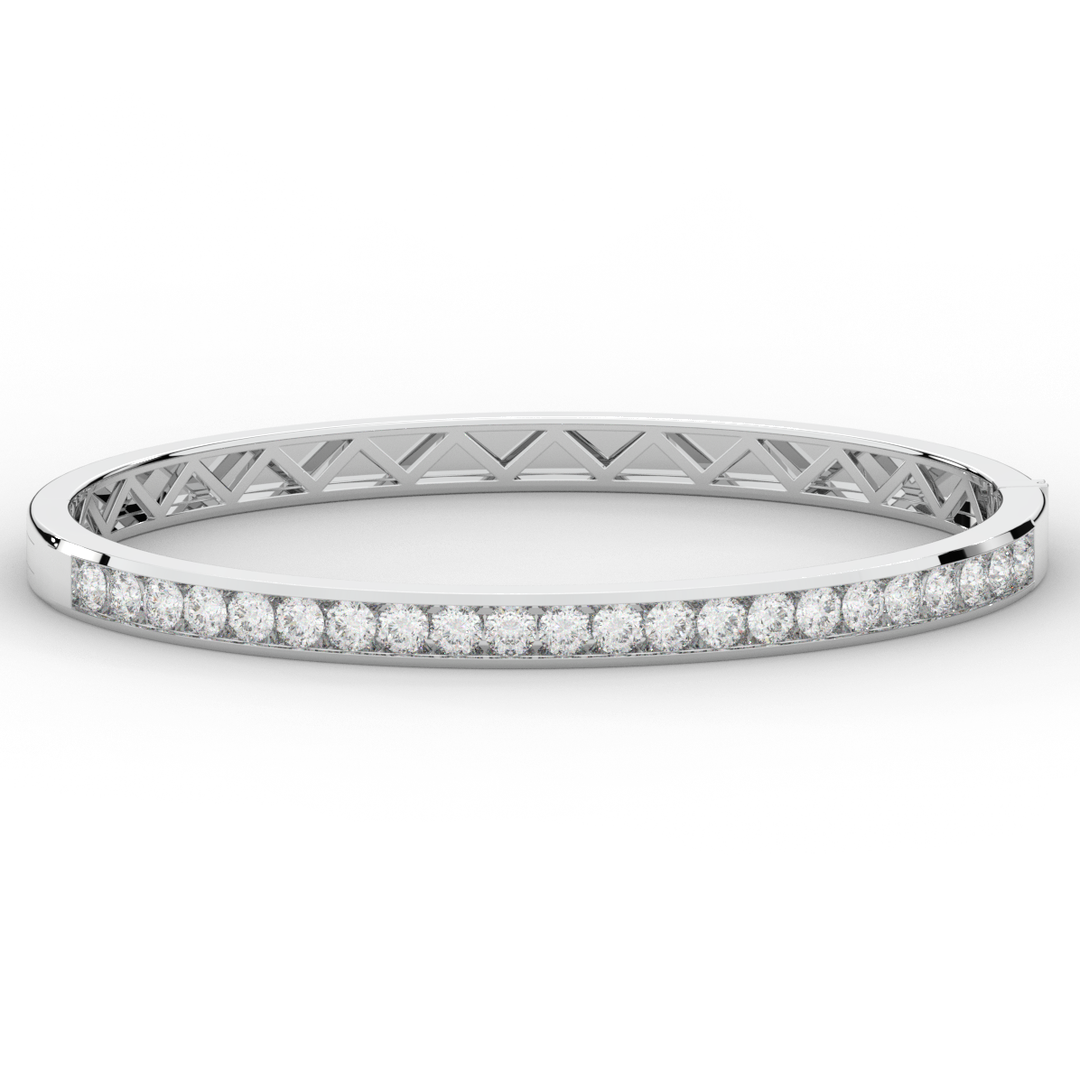 2.75CT.TW ROUND LAB CHANNEL SET DIAMOND BANGLE - Nazarelle