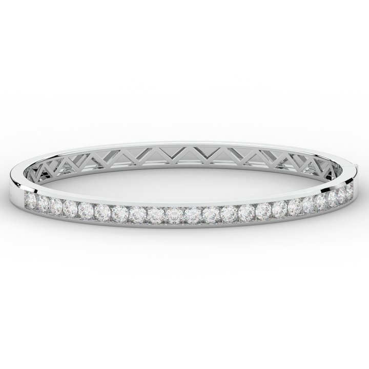 2.75CT.TW ROUND LAB CHANNEL SET DIAMOND BANGLE - Nazarelle