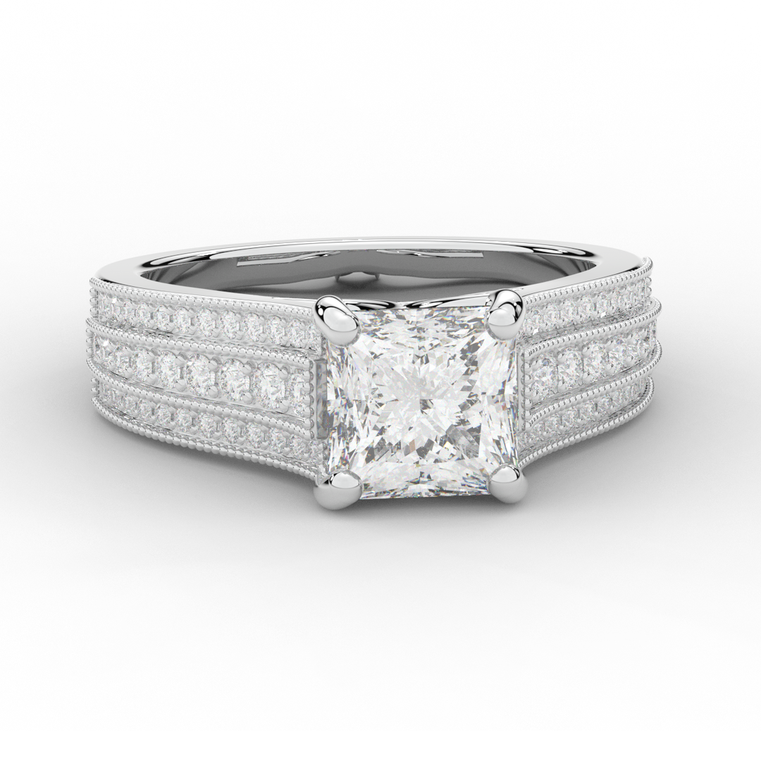 3.55CT.TW PRINCESS LAB DIAMOND ENGAGEMENT RING - Nazarelle