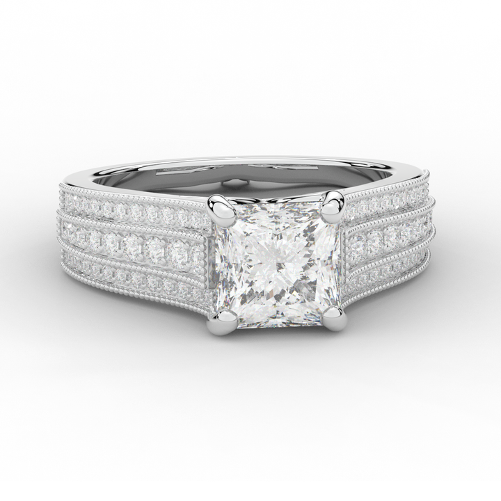 3.55CT.TW PRINCESS LAB DIAMOND ENGAGEMENT RING - Nazarelle