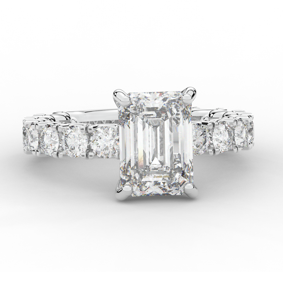 4.35CT.TW EMERALD CUT LAB DIAMOND ENGAGEMENT RING - Nazarelle