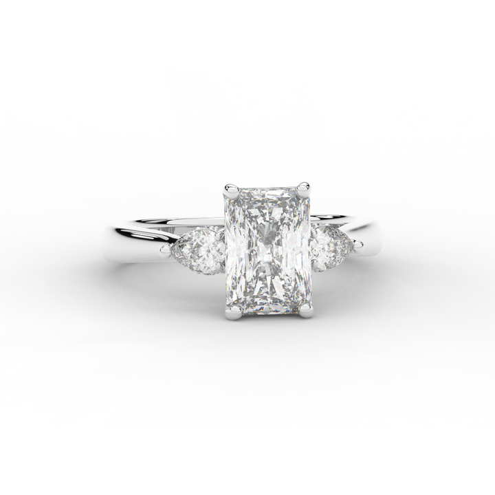 2.40CT.TW RADIANT LAB DIAMOND 3 STONE ENGAGEMENT RING - Nazarelle
