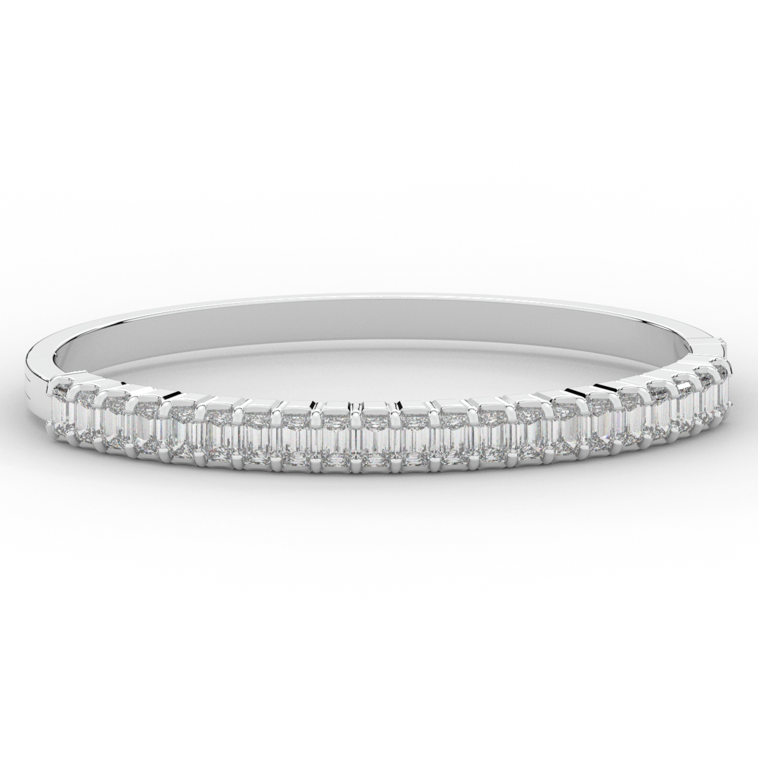 6.50CT.TW EMERALD CUT LAB DIAMOND BANGLE - Nazarelle