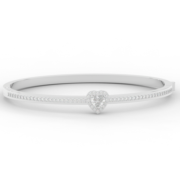 1.65CT.TW HEART AND ROUND LAB DIAMOND  BANGLE - Nazarelle