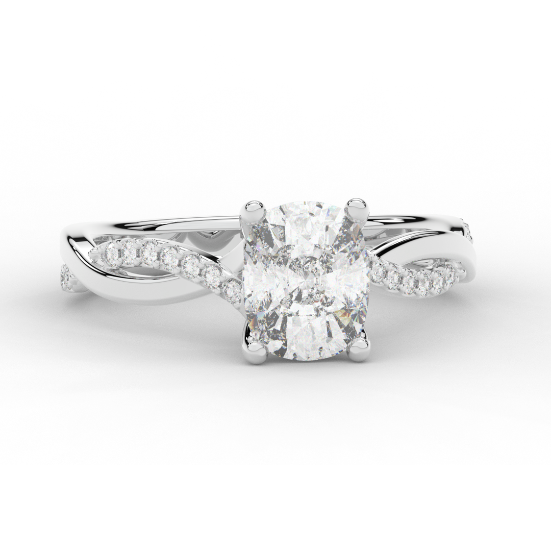 1.70CT.TW CUSHION LAB DIAMOND TWIST BAND ENGAGEMENT RING - Nazarelle
