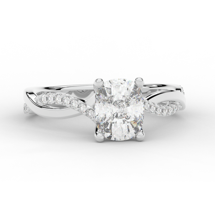 1.70CT.TW CUSHION LAB DIAMOND TWIST BAND ENGAGEMENT RING - Nazarelle