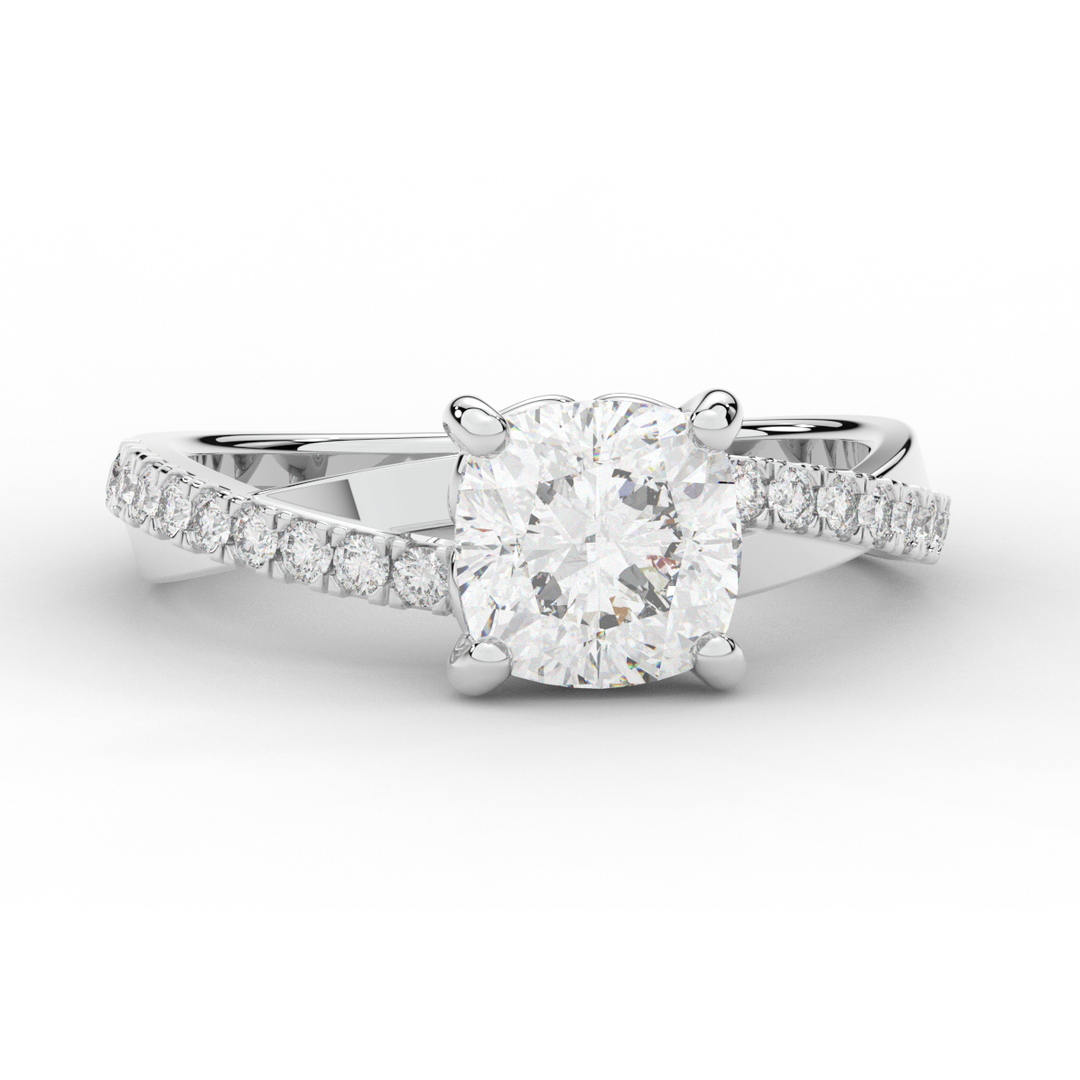 2.20CT.TW CUSHION LAB DIAMOND TWISTBAND ENGAGEMENT RING - Nazarelle