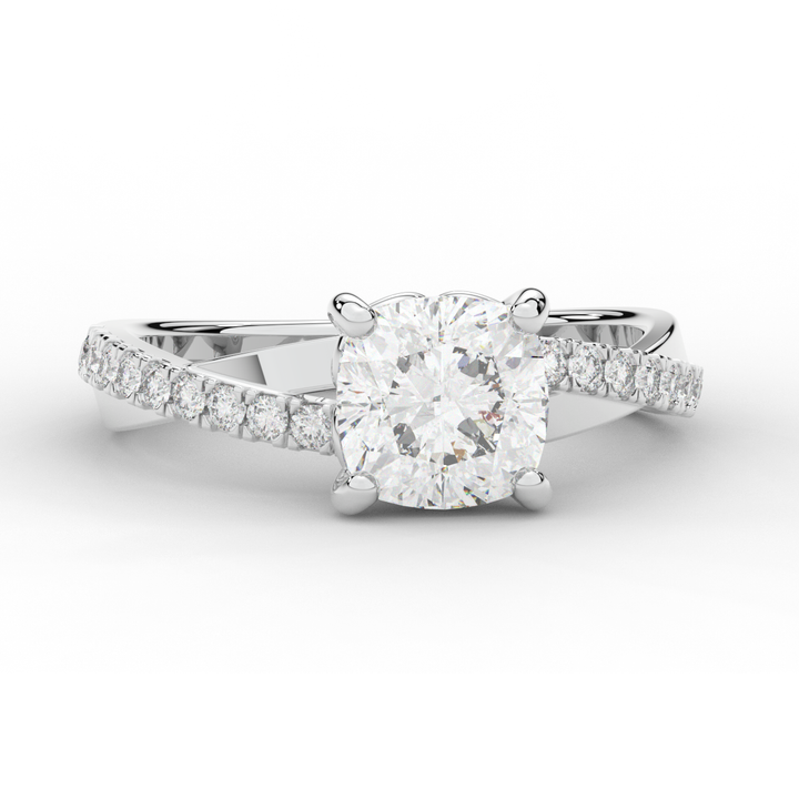 2.20CT.TW CUSHION LAB DIAMOND TWISTBAND ENGAGEMENT RING - Nazarelle