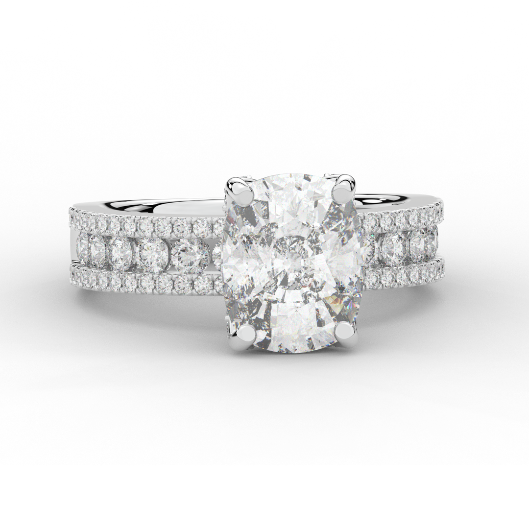 3.95CT.TW CUSHION LAB DIAMOND SOLITAIRE ENGAGEMENT RING - Nazarelle