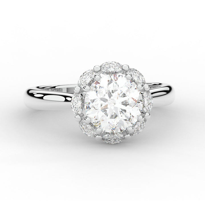 2.40CT.TW ROUND LAB DIAMOND HALO ENGAGEMENT RING - Nazarelle