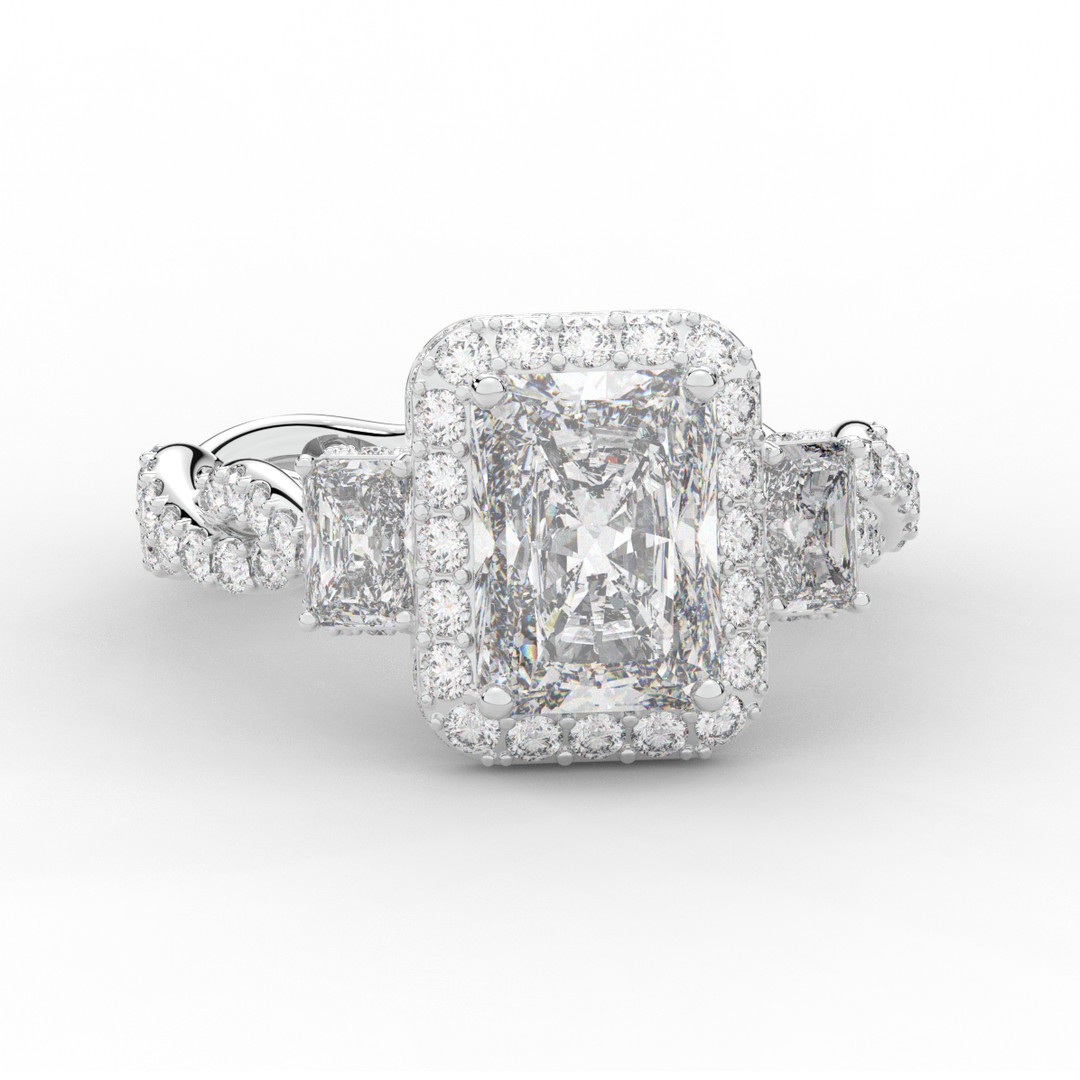 4.70CT.TW RADIANT LAB DIAMOND 3 STONE ENGAGEMENT RING - Nazarelle