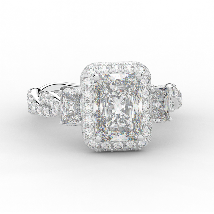 4.70CT.TW RADIANT LAB DIAMOND 3 STONE ENGAGEMENT RING - Nazarelle