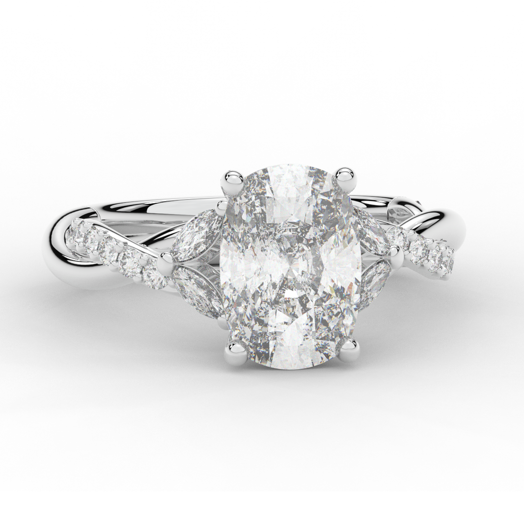 2.40CT.TW CUSHION LAB DIAMOND TWIST BAND ENGAGEMENT RING - Nazarelle