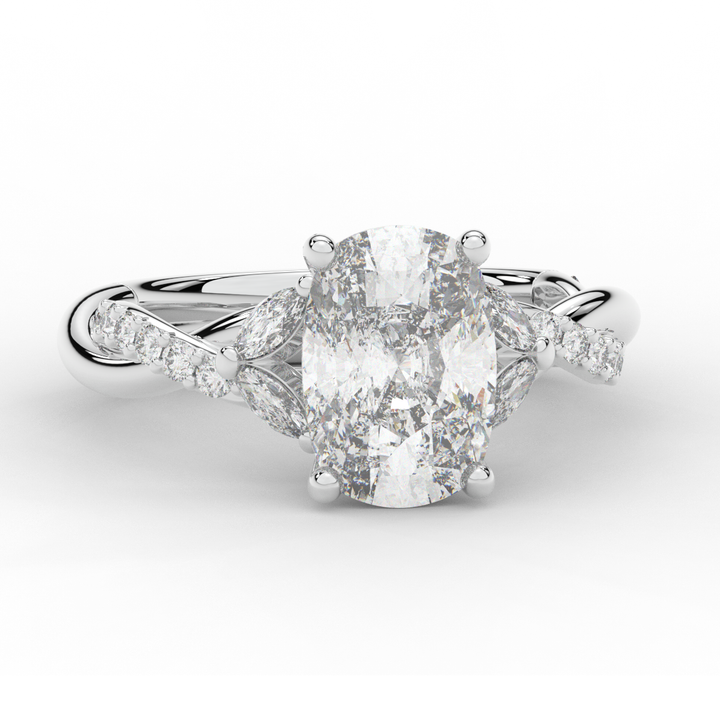 2.40CT.TW CUSHION LAB DIAMOND TWIST BAND ENGAGEMENT RING - Nazarelle