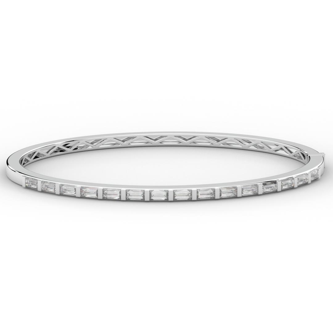 1.50CT.TW BAGUETTE LAB DIAMOND SHARED PRONG BANGLE - Nazarelle