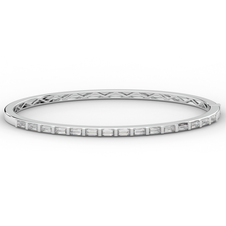 1.50CT.TW BAGUETTE LAB DIAMOND SHARED PRONG BANGLE - Nazarelle