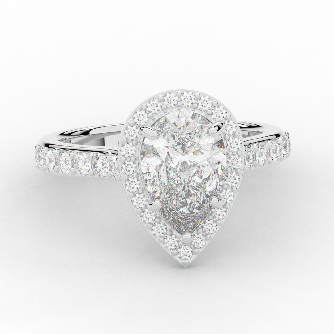 2.50CT.TW PEAR LAB DIAMOND HALO ENGAGEMENT RING - Nazarelle