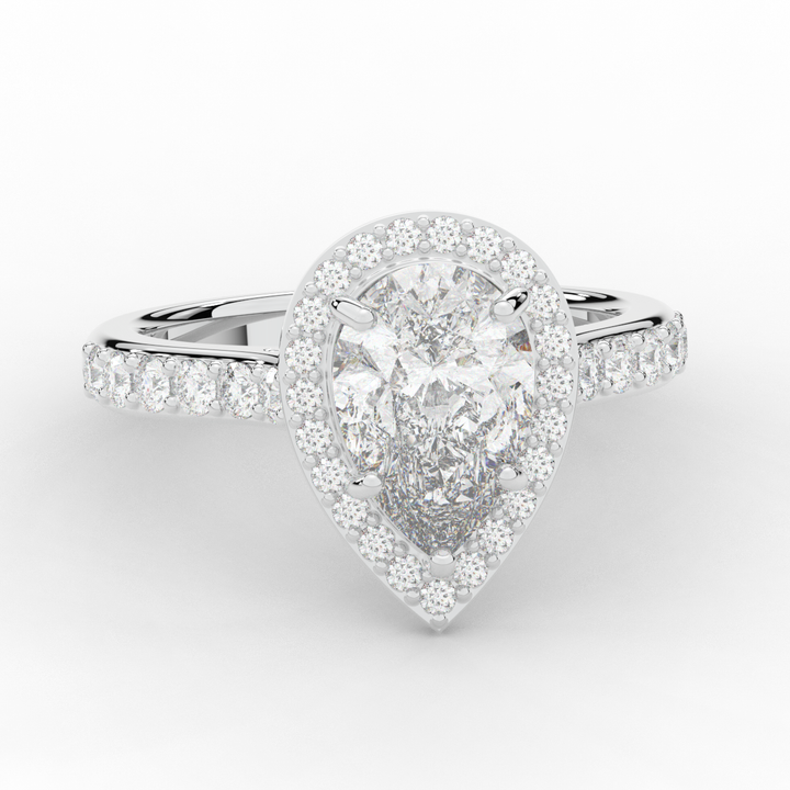 2.50CT.TW PEAR LAB DIAMOND HALO ENGAGEMENT RING - Nazarelle