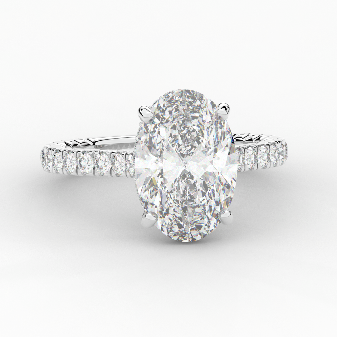 4.70CT.TW OVAL LAB DIAMOND UNDERHALO SOLITAIRE ENGAGEMENT RING - Nazarelle
