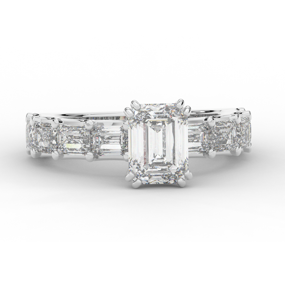 3.75CT.TW EMERALD CUT LAB DIAMOND SOLITAIRE ENGAGEMENT RING - Nazarelle