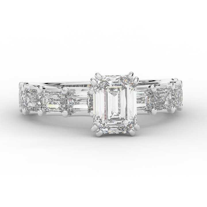 3.75CT.TW EMERALD CUT LAB DIAMOND SOLITAIRE ENGAGEMENT RING - Nazarelle