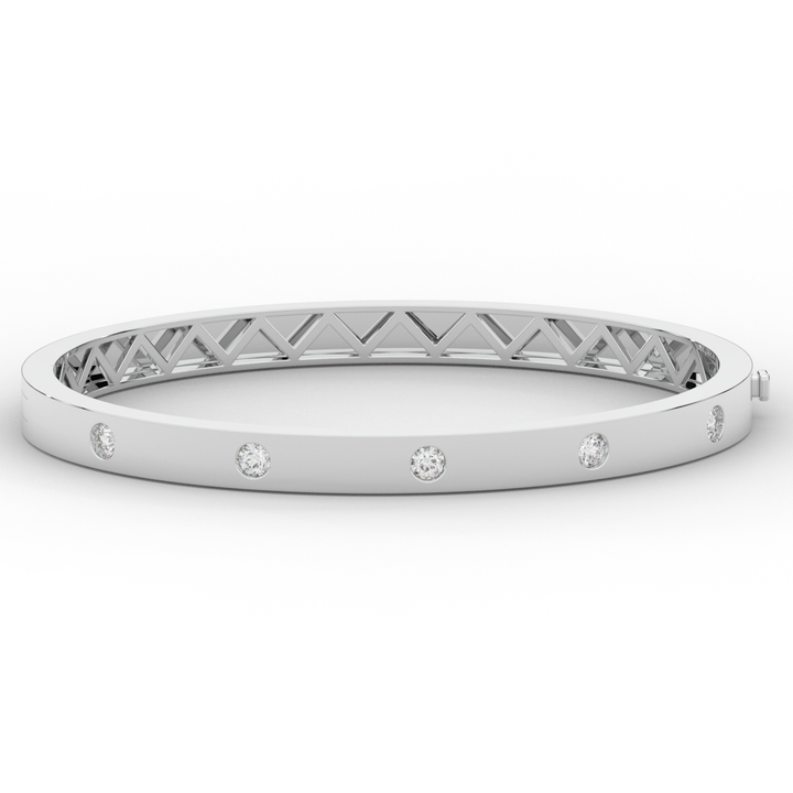 0.50CT.TW ROUND LAB DIAMOND BEZEL SET BANGLE - Nazarelle