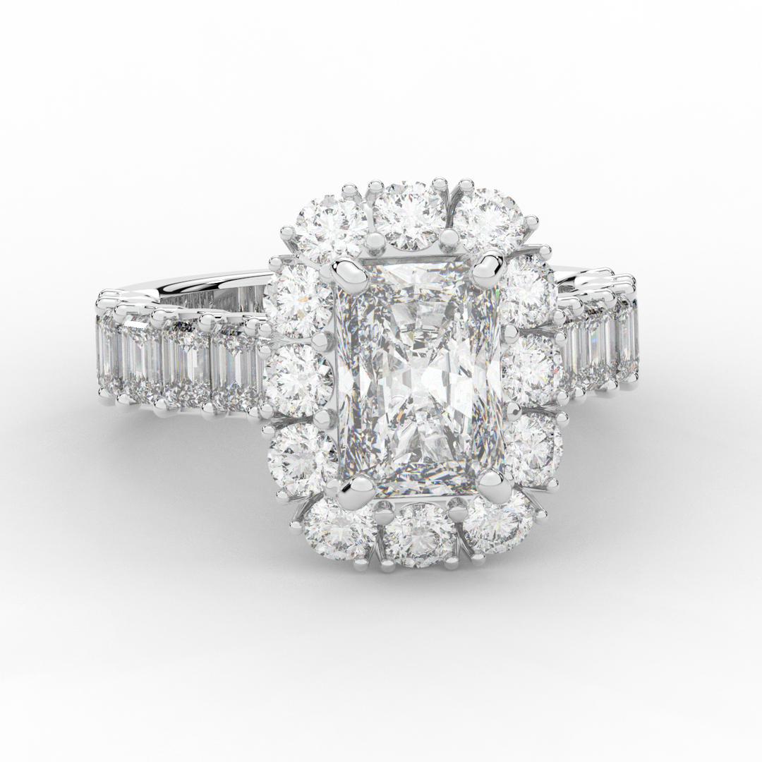 6.00CT.TW RADIANT LAB DIAMOND HALO ENGAGEMENT RING - Nazarelle