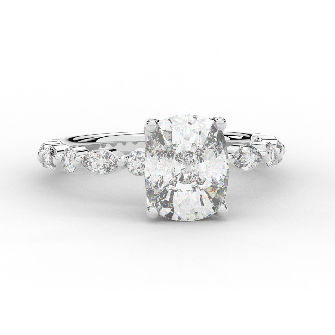 2.60CT.TW CUSHION LAB DIAMOND SOLITAIRE ENGAGEMENT RING - Nazarelle