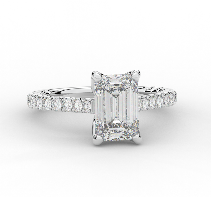 2.70CT.TW EMERALD CUT LAB DIAMOND SOLITAIRE ENGAGEMENT RING - Nazarelle