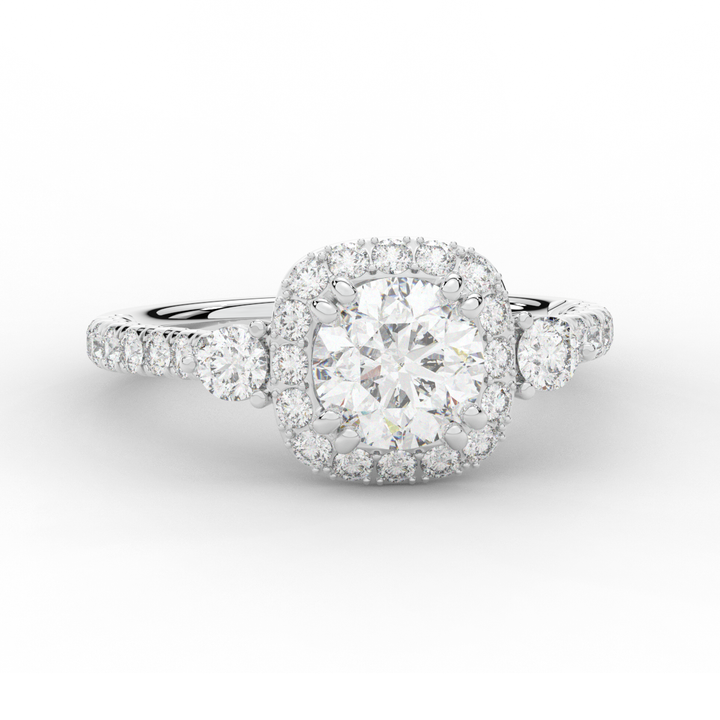 1.75CT.TW ROUND LAB DIAMOND HALO ENGAGEMENT RING - Nazarelle