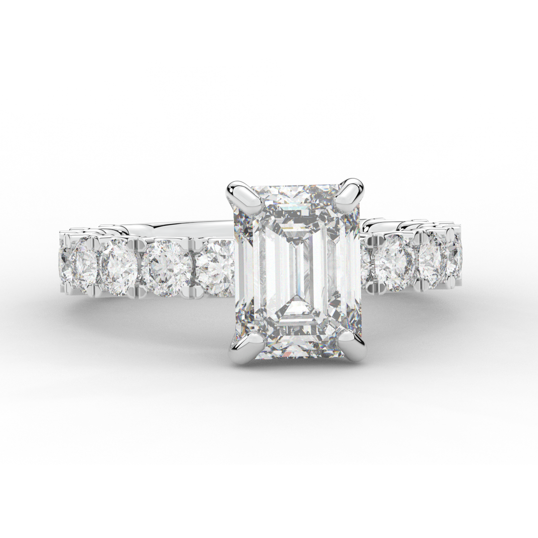 4.35CT.TW EMERALD CUT LAB DIAMOND ENGAGEMENT RING - Nazarelle