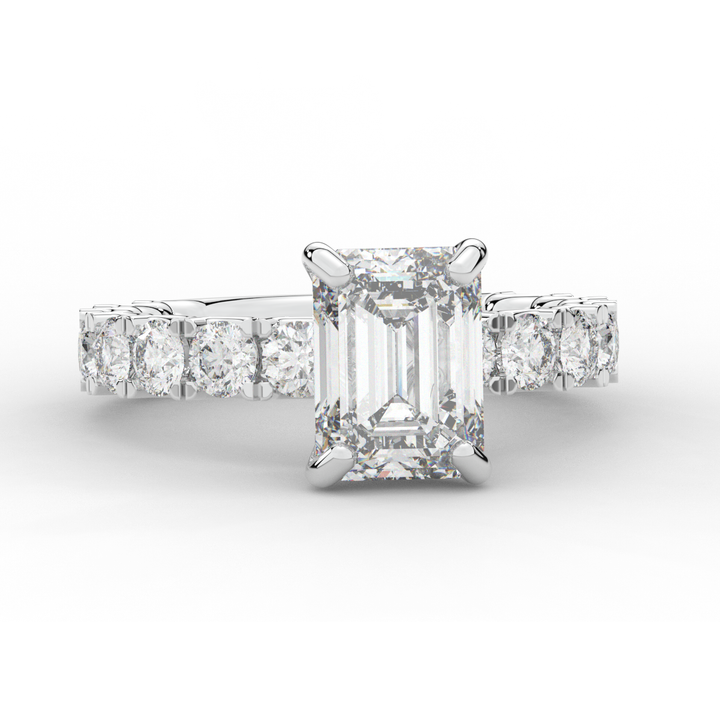 4.35CT.TW EMERALD CUT LAB DIAMOND ENGAGEMENT RING - Nazarelle