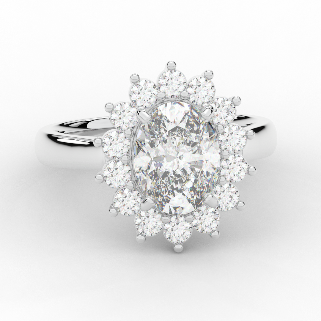 2.65CT.TW OVAL LAB DIAMOND HALO ENGAGEMENT RING - Nazarelle