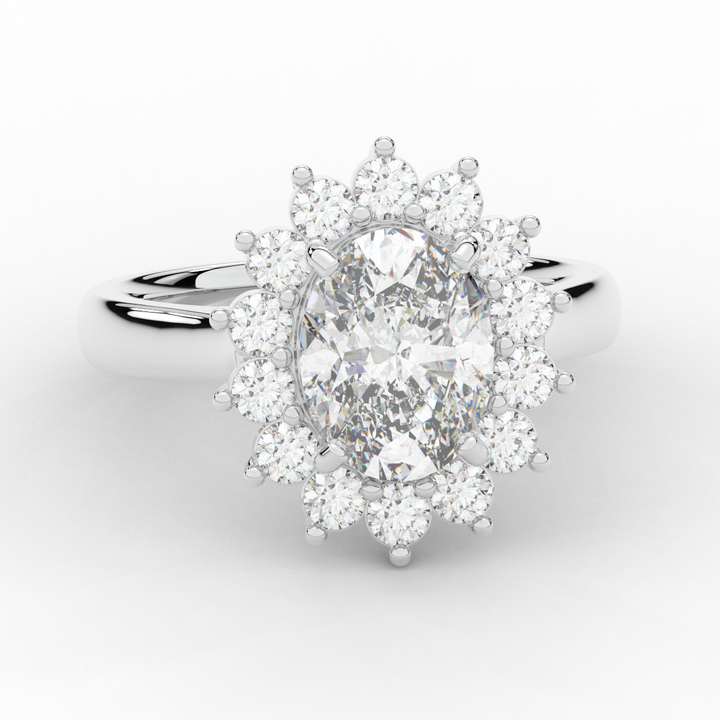 2.65CT.TW OVAL LAB DIAMOND HALO ENGAGEMENT RING - Nazarelle