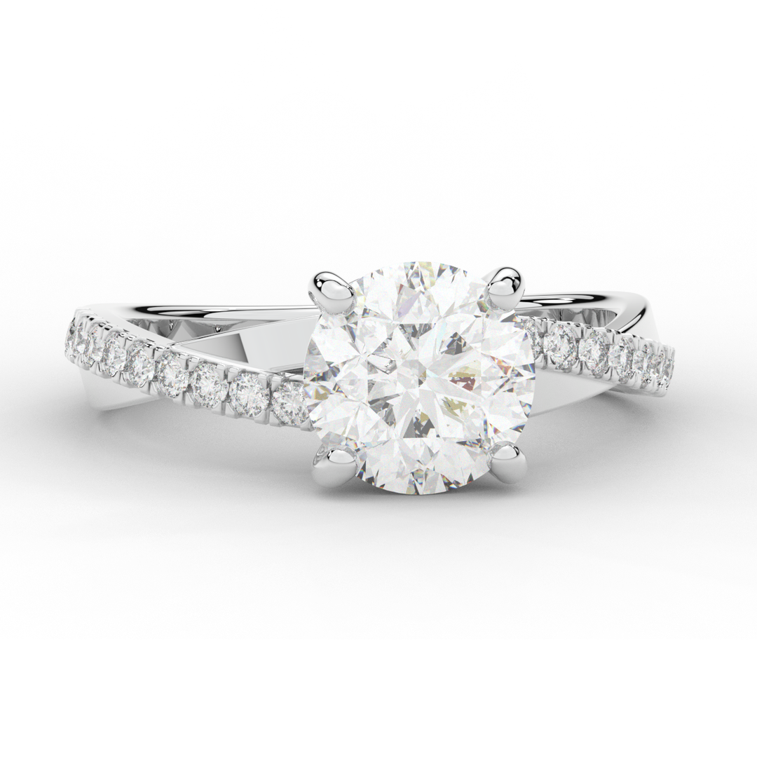 2.20CT.TW ROUND LAB DIAMOND TWISTBAND ENGAGEMENT RING - Nazarelle