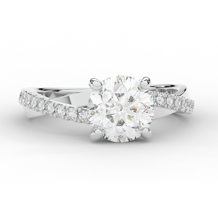 2.20CT.TW ROUND LAB DIAMOND TWISTBAND ENGAGEMENT RING - Nazarelle