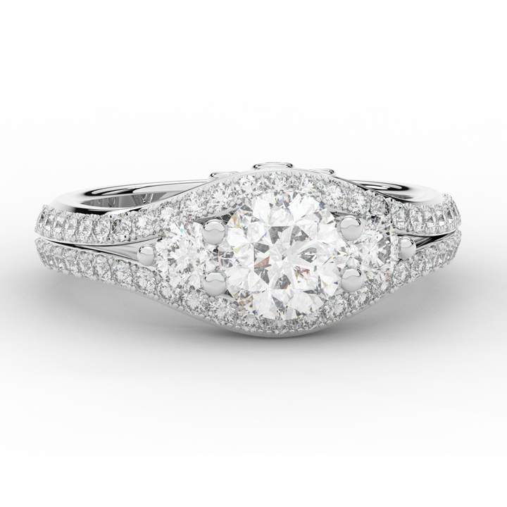 1.90CT.TW ROUND LAB DIAMOND THREE STONE ENGAGEMENT RING - Nazarelle