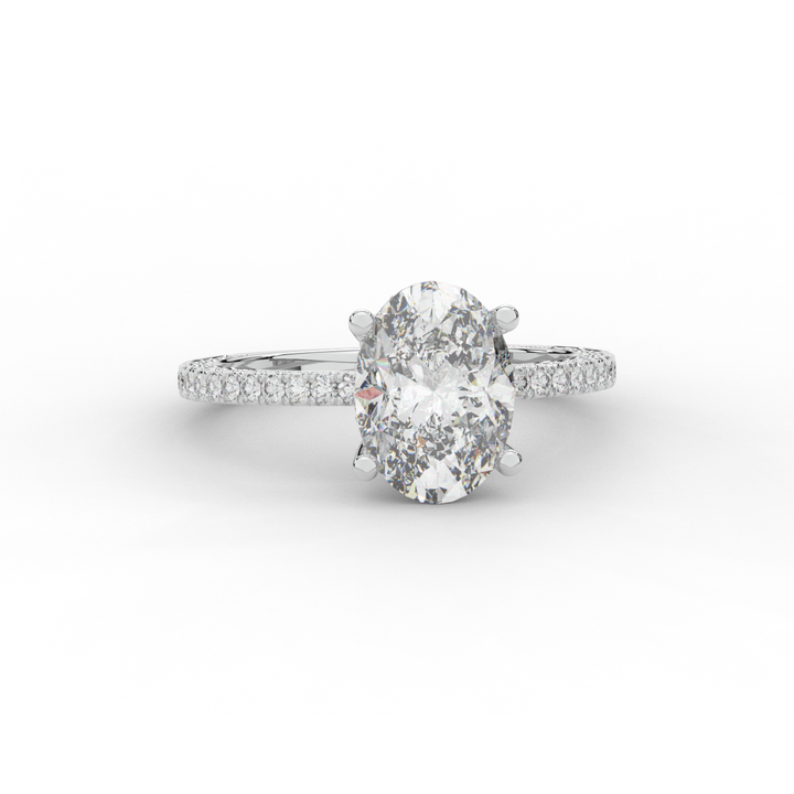 3.15CT.TW OVAL LAB DIAMOND SOLITAIRE ENGAGEMENT RING - Nazarelle