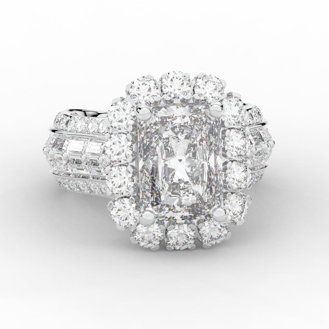 8.00CT.TW RADIANT LAB DIAMOND HALO ENGAGEMENT RING - Nazarelle