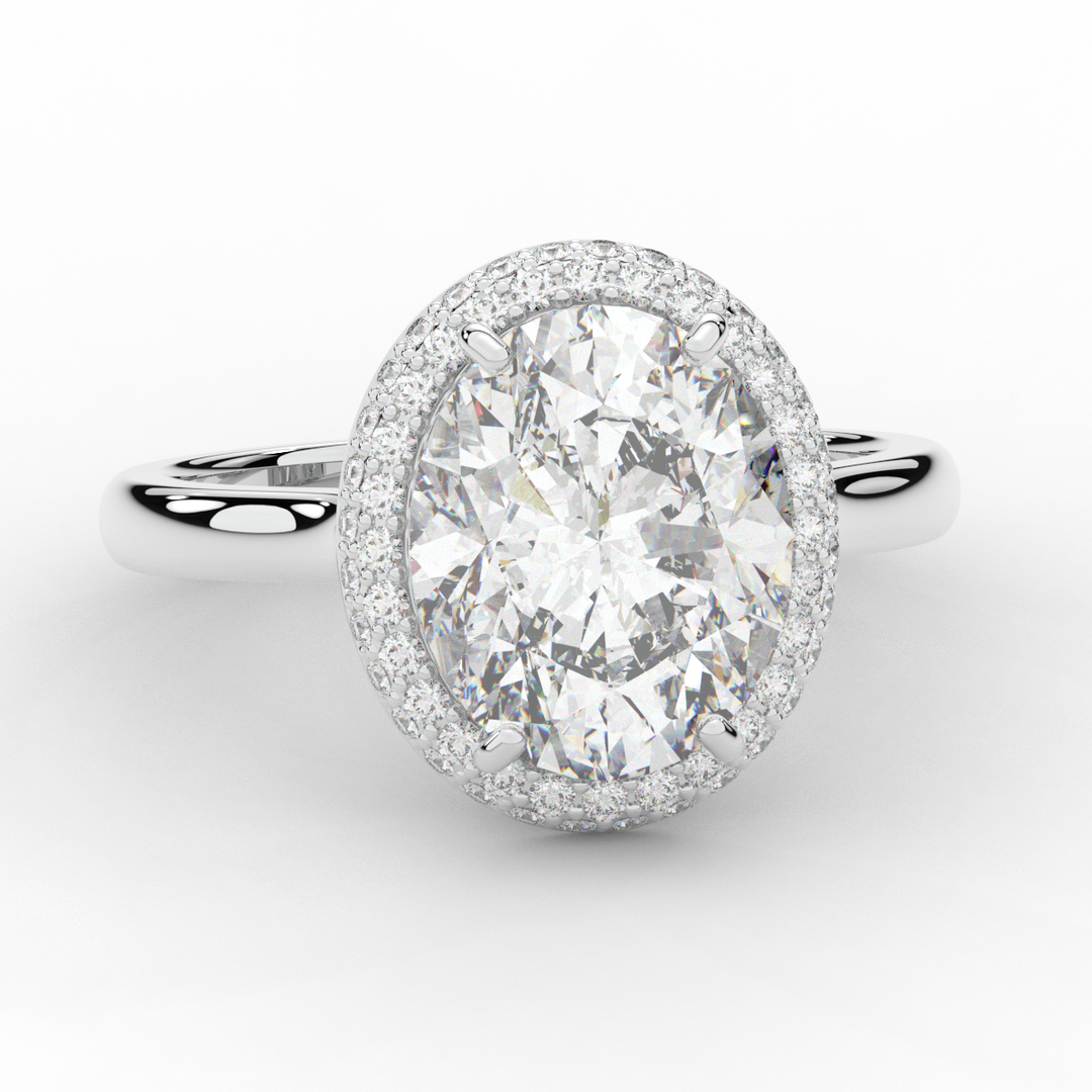 4.40CT.TW OVAL LAB DIAMOND HALO ENGAGEMENT RING - Nazarelle