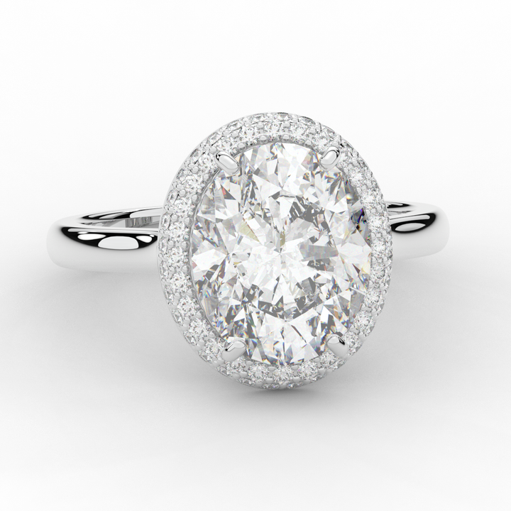 4.40CT.TW OVAL LAB DIAMOND HALO ENGAGEMENT RING - Nazarelle