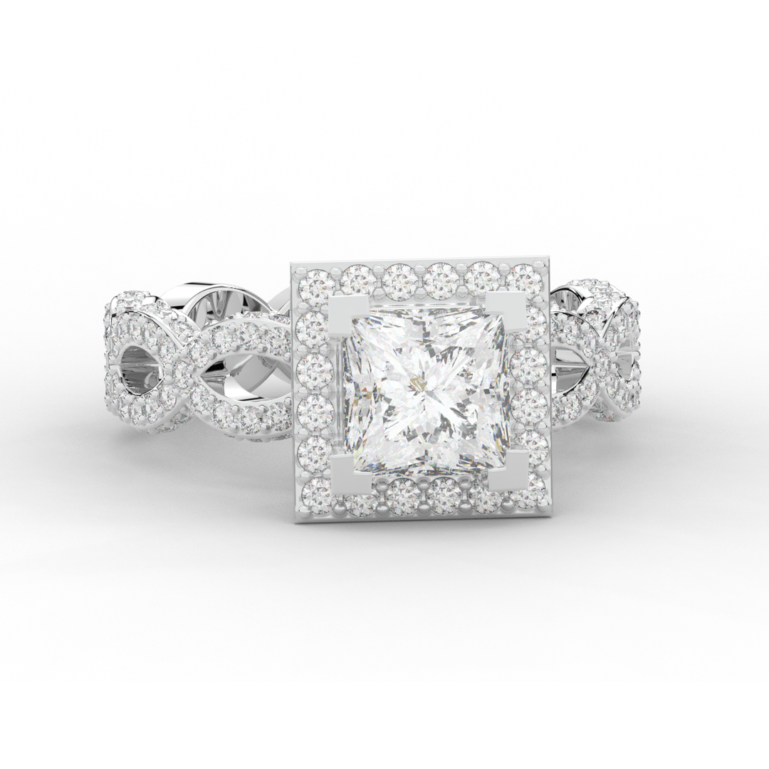 2.40CT.TW PRINCESS LAB DIAMOND HALO ENGAGEMENT RING - Nazarelle