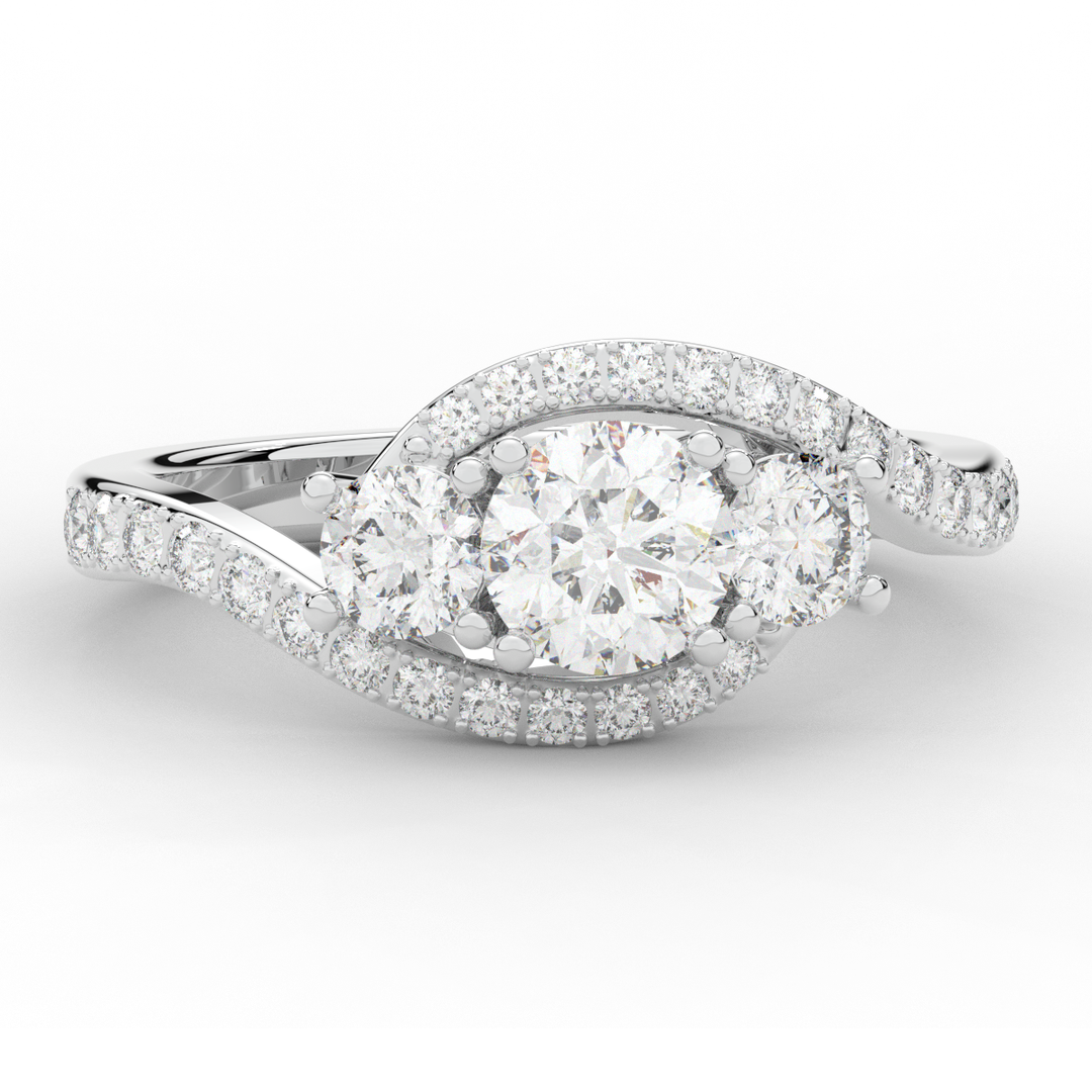 1.65CT.TW ROUND LAB DIAMOND TWIST HALO ENGAGEMENT RING - Nazarelle