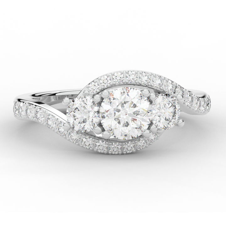 1.65CT.TW ROUND LAB DIAMOND TWIST HALO ENGAGEMENT RING - Nazarelle