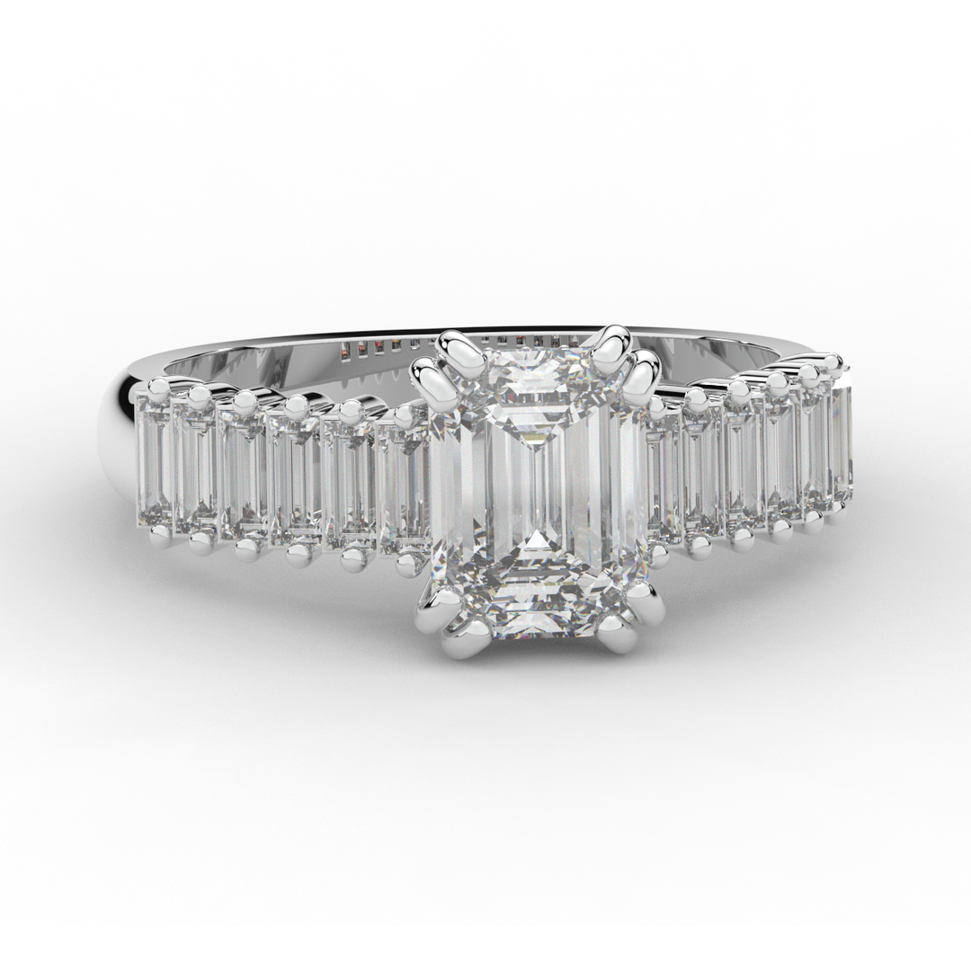 2.60CT.TW EMERALD CUT LAB DIAMOND ENGAGEMENT RING - Nazarelle