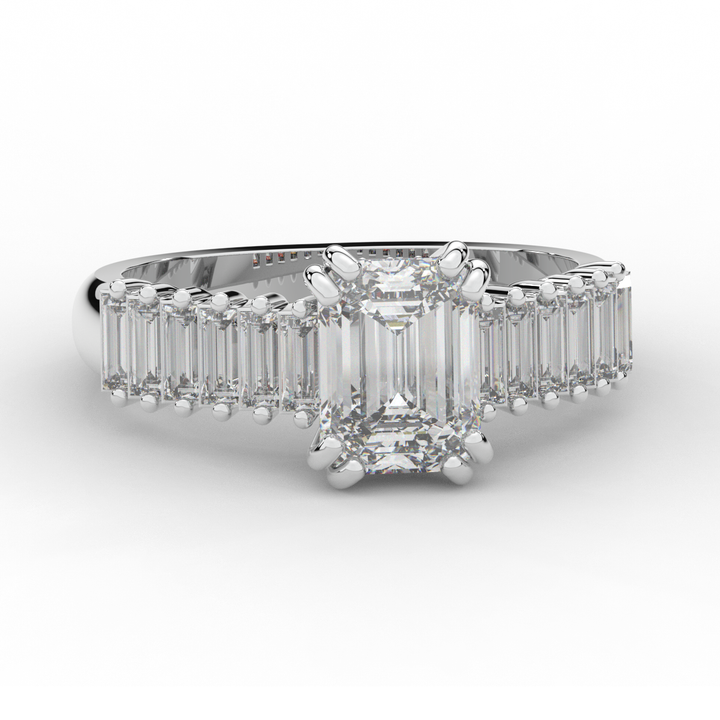 2.60CT.TW EMERALD CUT LAB DIAMOND ENGAGEMENT RING - Nazarelle