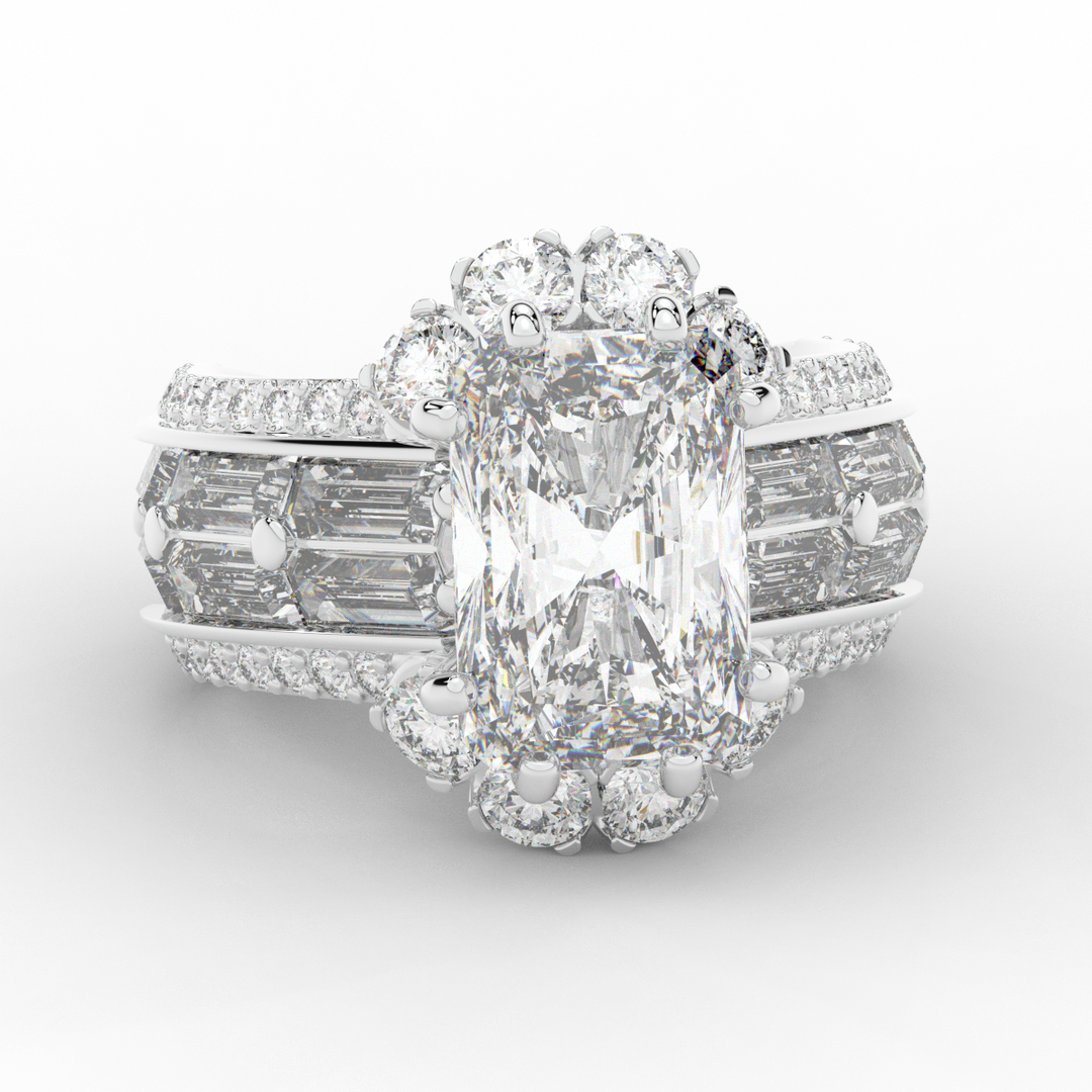 8.25CT.TW RADIANT LAB DIAMOND HALO ENGAGEMENT RING - Nazarelle