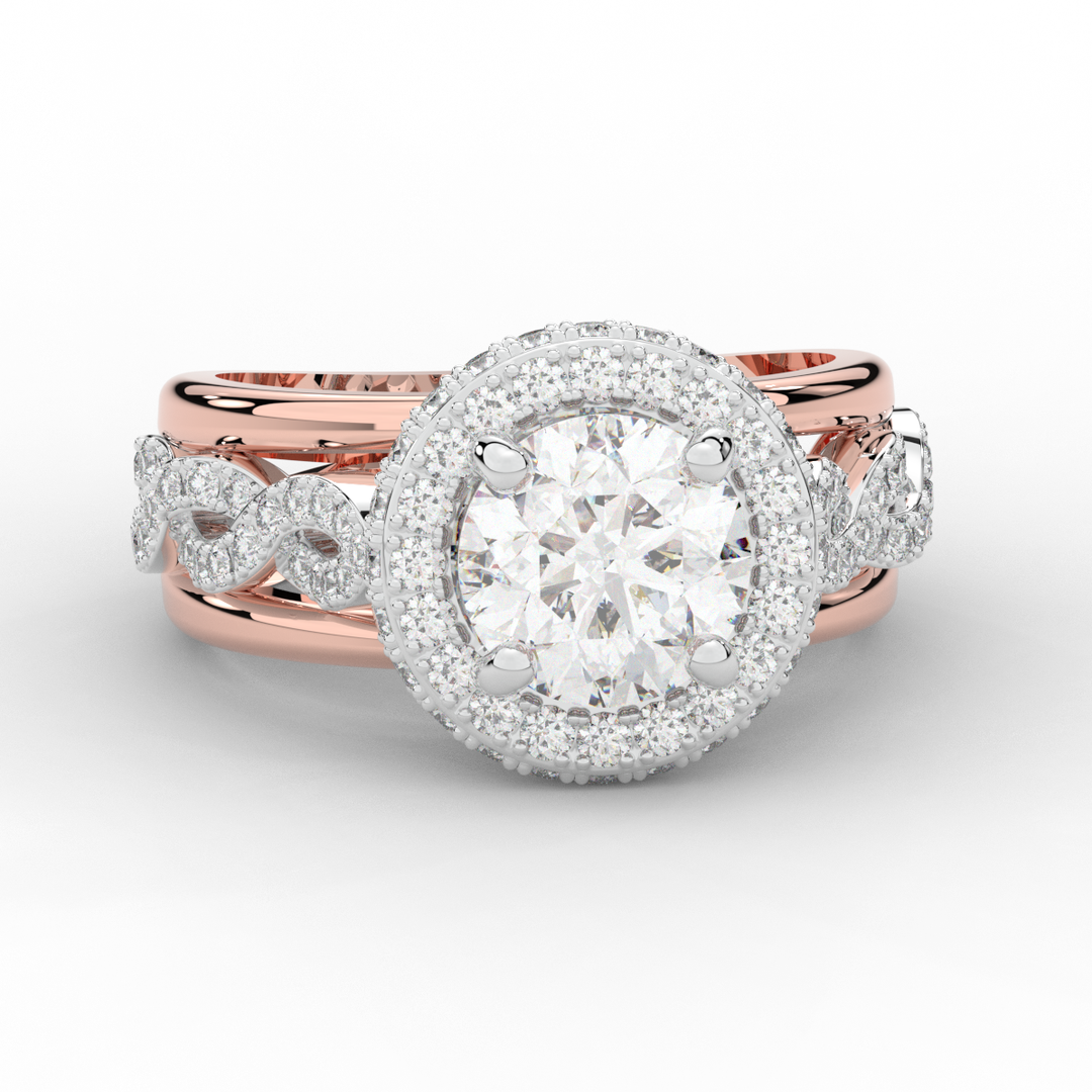2.85CT.TW ROUND LAB DIAMOND HALO TWO TONE ENGAGEMENT RING - Nazarelle