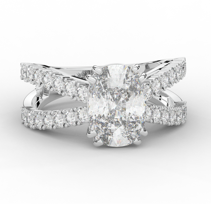3.75CT.TW CUSHION LAB DIAMOND SPLIT BAND ENGAGEMENT RING - Nazarelle